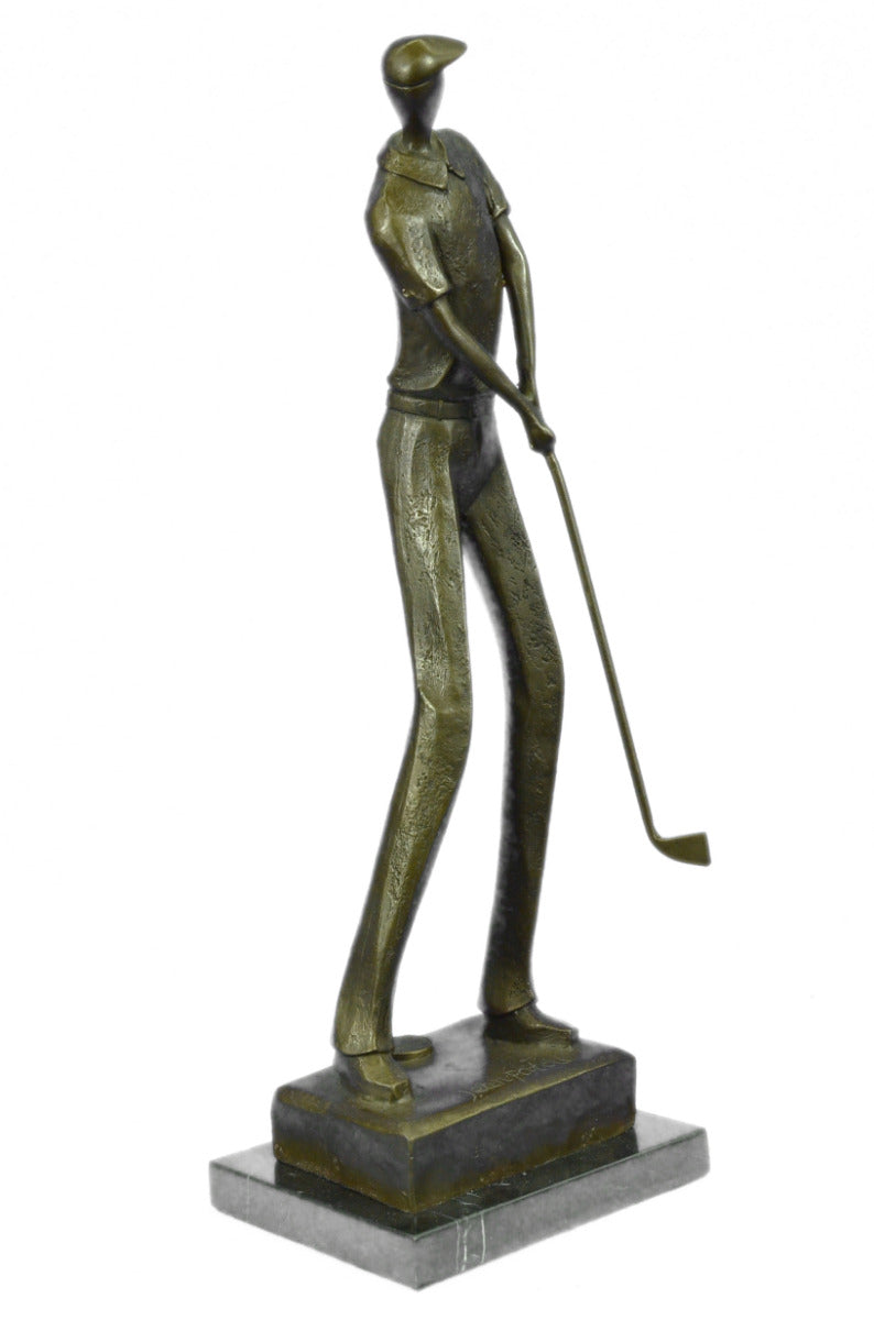 Handcrafted bronze sculpture SALE Deco Art Abstract . Golfer Solid Patou Jean