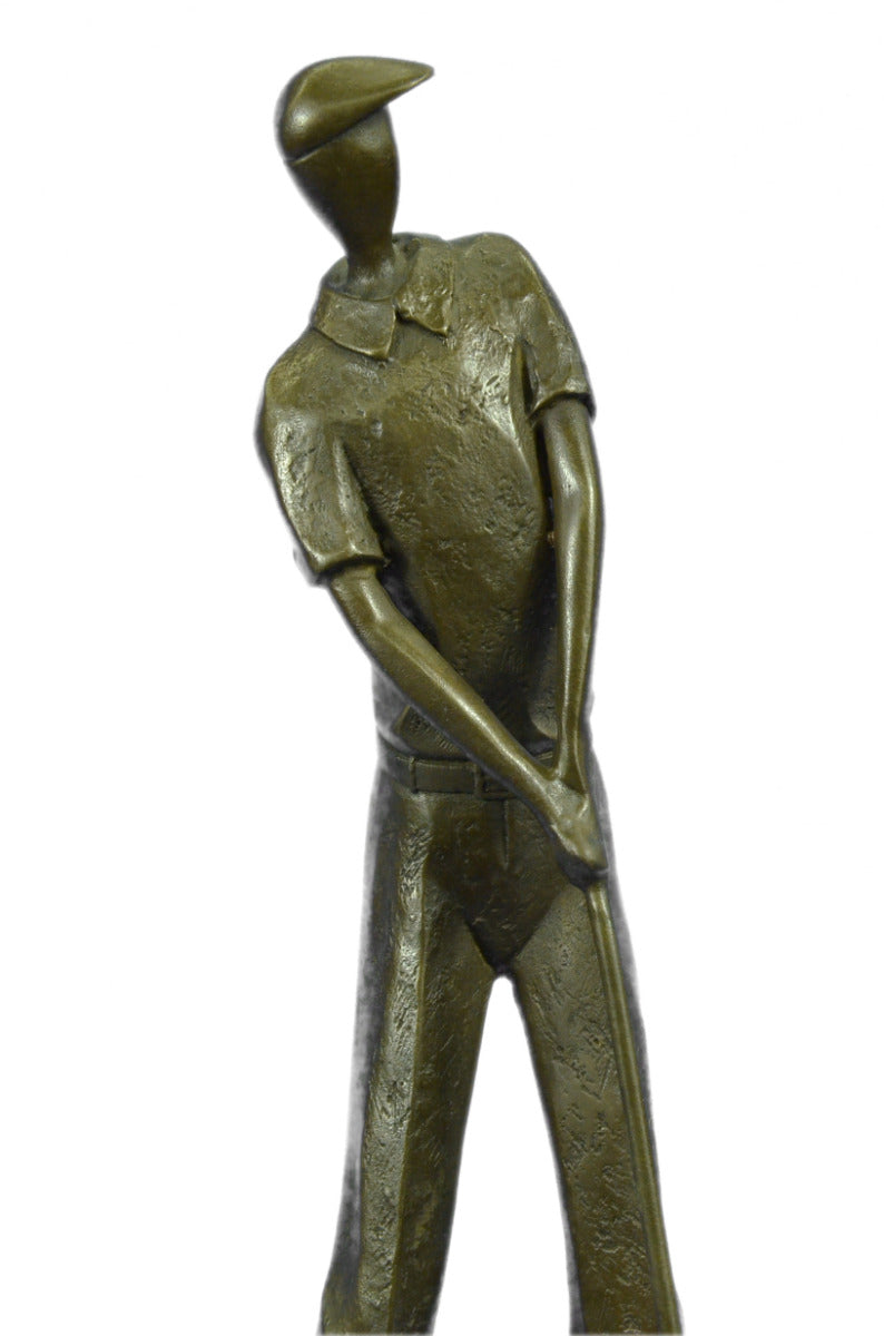 Handcrafted bronze sculpture SALE Deco Art Abstract . Golfer Solid Patou Jean