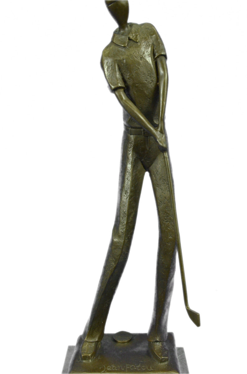 Handcrafted bronze sculpture SALE Deco Art Abstract . Golfer Solid Patou Jean