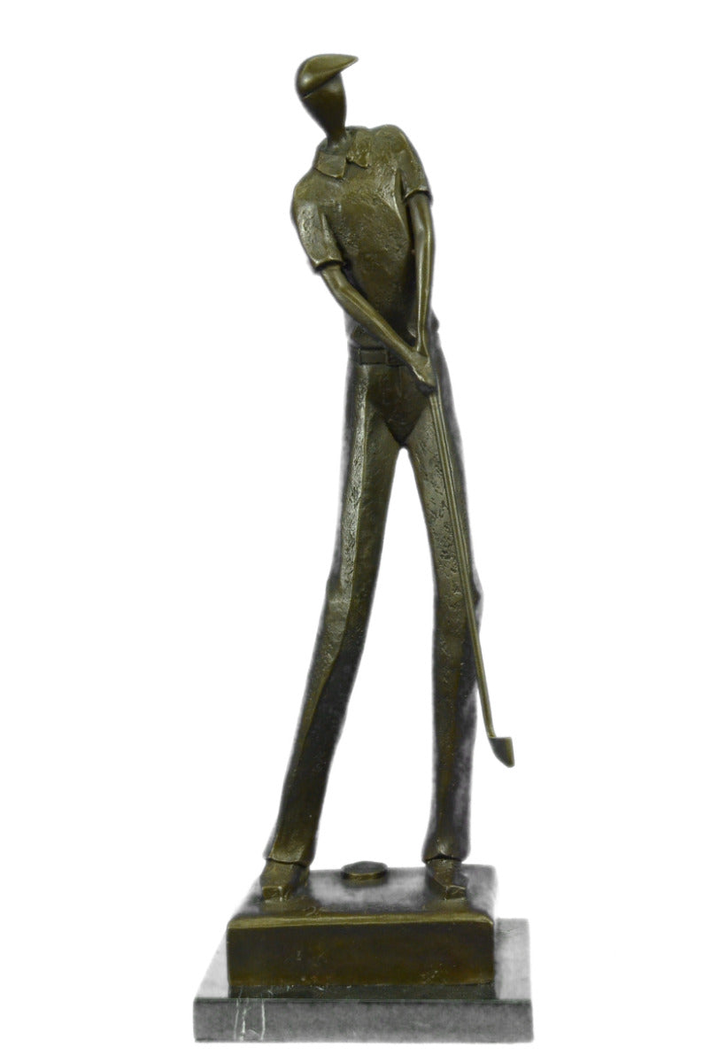 Handcrafted bronze sculpture SALE Deco Art Abstract . Golfer Solid Patou Jean