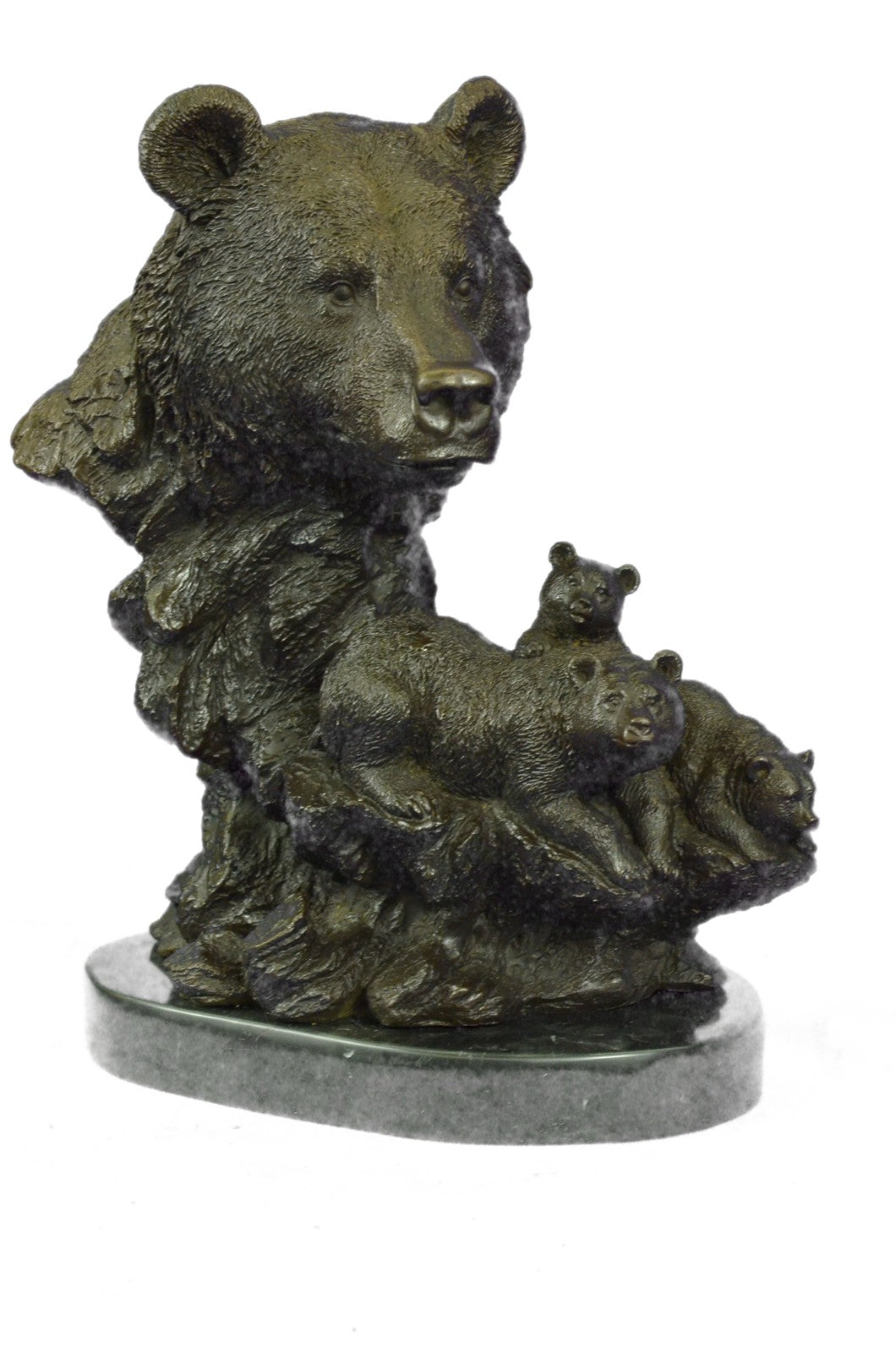 100% Solid Bronze Black Forrest Bear with Cubs Bronze Sculpture Statue Decoration