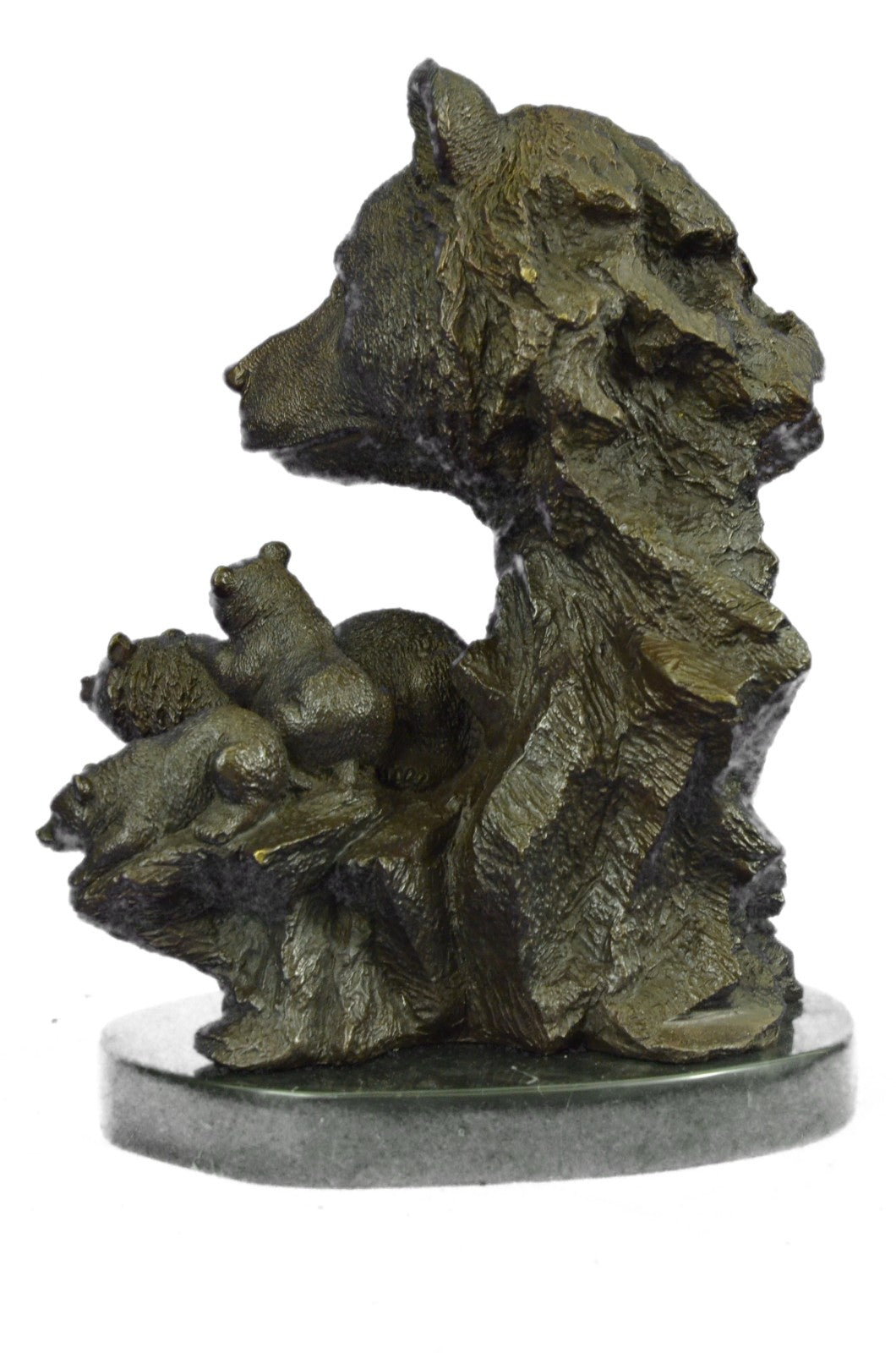 100% Solid Bronze Black Forrest Bear with Cubs Bronze Sculpture Statue Decoration