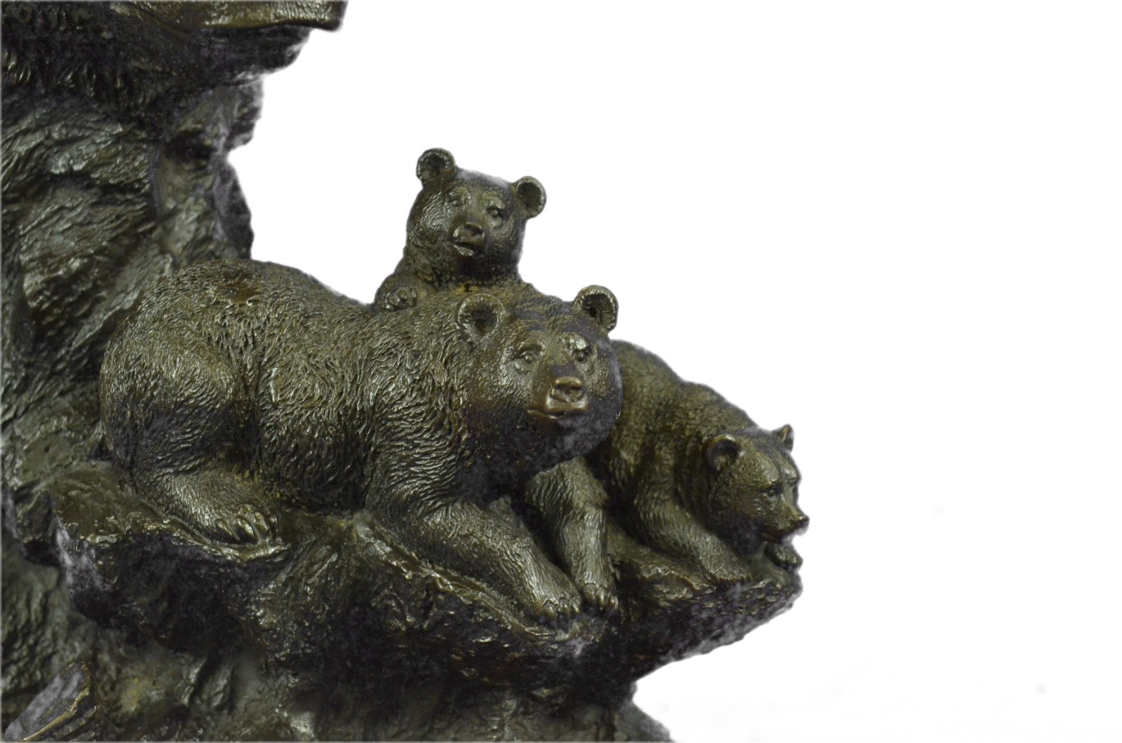 100% Solid Bronze Black Forrest Bear with Cubs Bronze Sculpture Statue Decoration