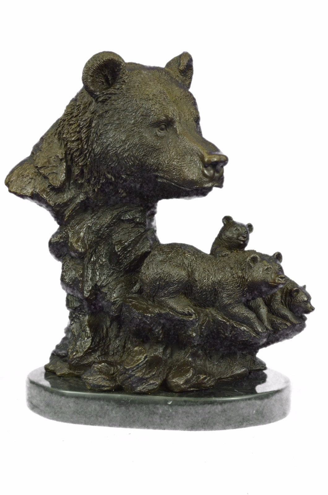 100% Solid Bronze Black Forrest Bear with Cubs Bronze Sculpture Statue Decoration