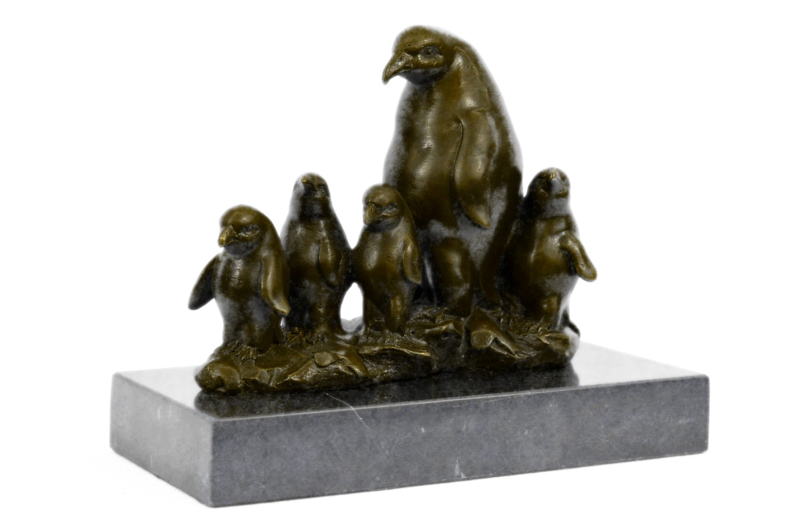 Handcrafted bronze sculpture SALE Marble Deco Art Chicks 4 With Penguin
