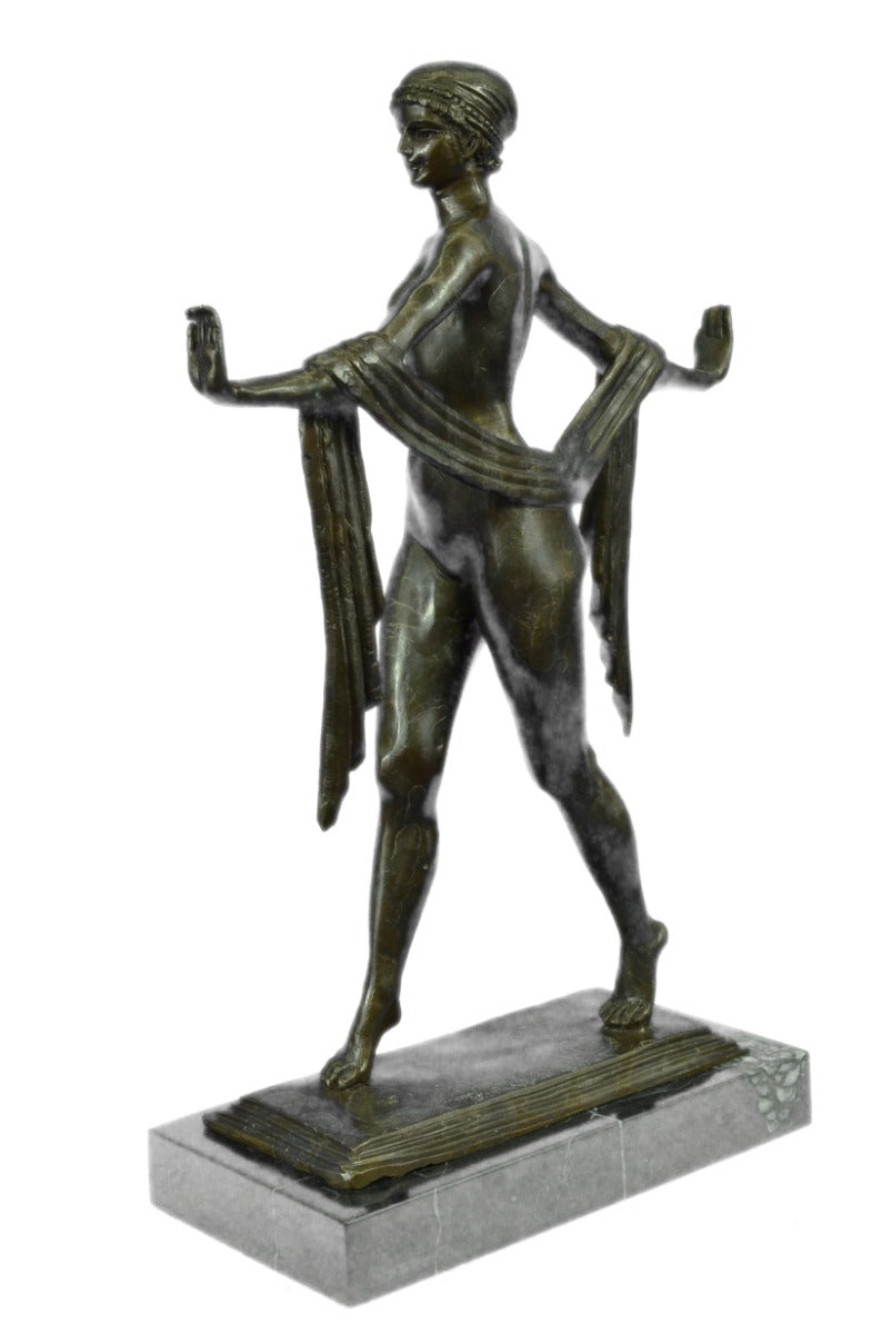 Handcrafted bronze sculpture SALE Style Deco Art Base Marble Dancer Nude Exotic