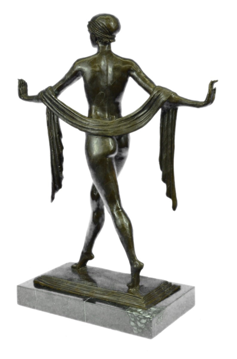 Handcrafted bronze sculpture SALE Style Deco Art Base Marble Dancer Nude Exotic