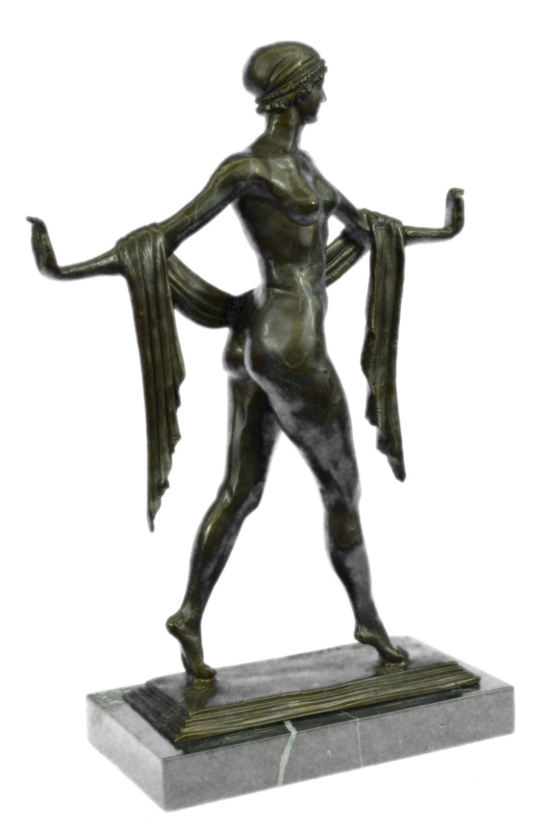 Handcrafted bronze sculpture SALE Style Deco Art Base Marble Dancer Nude Exotic