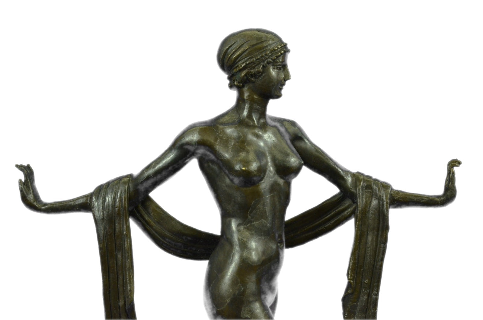 Handcrafted bronze sculpture SALE Style Deco Art Base Marble Dancer Nude Exotic