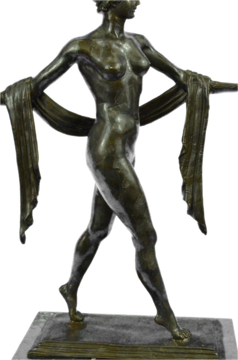 Handcrafted bronze sculpture SALE Style Deco Art Base Marble Dancer Nude Exotic