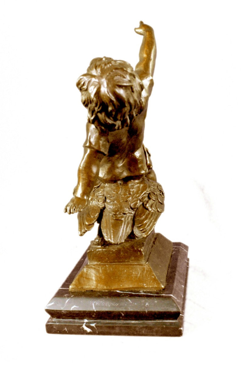 Handcrafted bronze sculpture SALE Base Marble Goose A Riding Girl Young