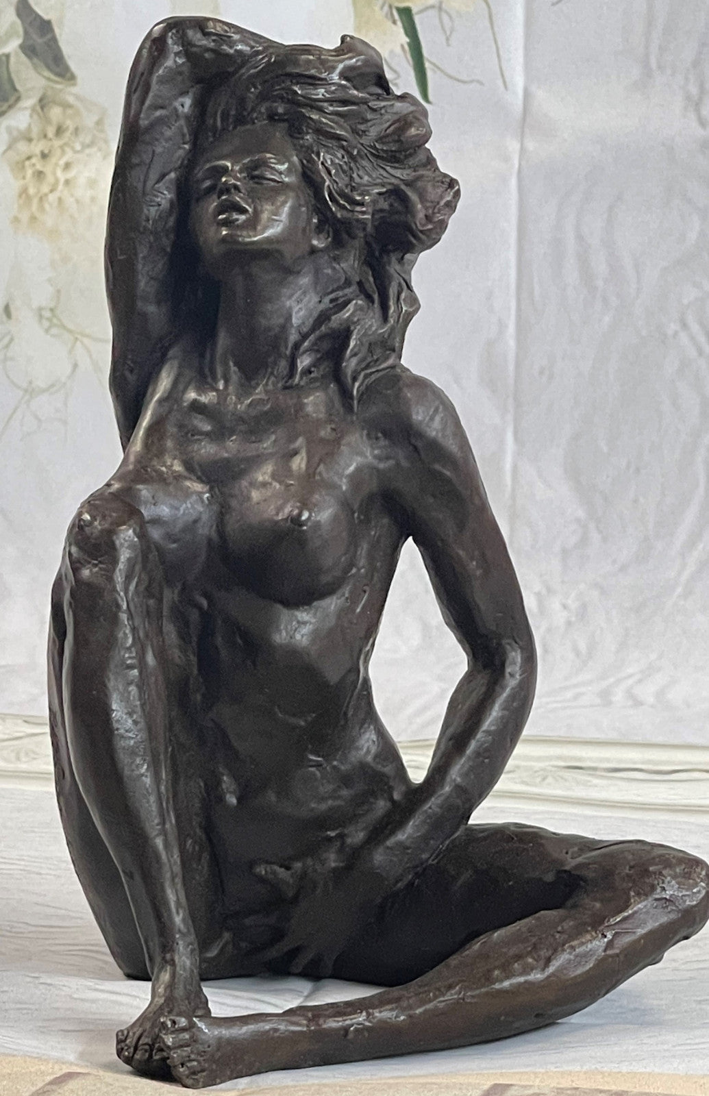 Art Nouveau Deco Bronze Nude Girl “Stretching Lady” Figurine – Signed Olaf Odegaard Sculpture SALE