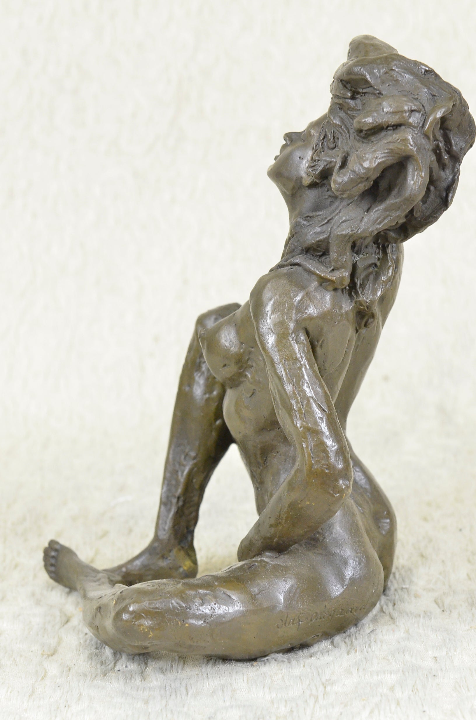 Art Nouveau Deco Bronze Nude Girl “Stretching Lady” Figurine – Signed Olaf Odegaard Sculpture SALE