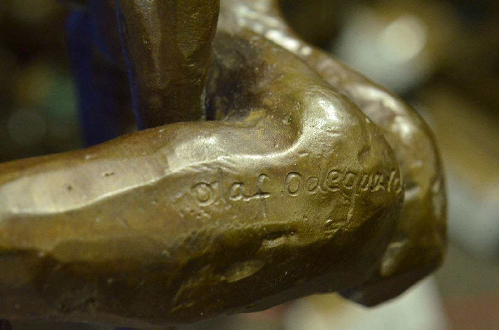 Art Nouveau Deco Bronze Nude Girl “Stretching Lady” Figurine – Signed Olaf Odegaard Sculpture SALE