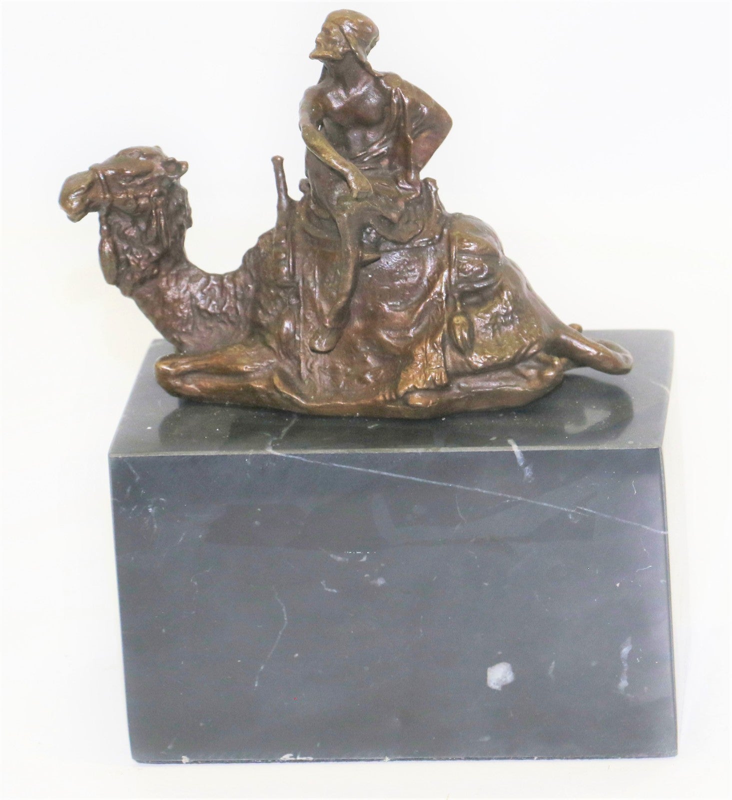 Lawrence of Arabia Camel Man Rider Bronze Marble Statue Decor Hot Cast Lost wax