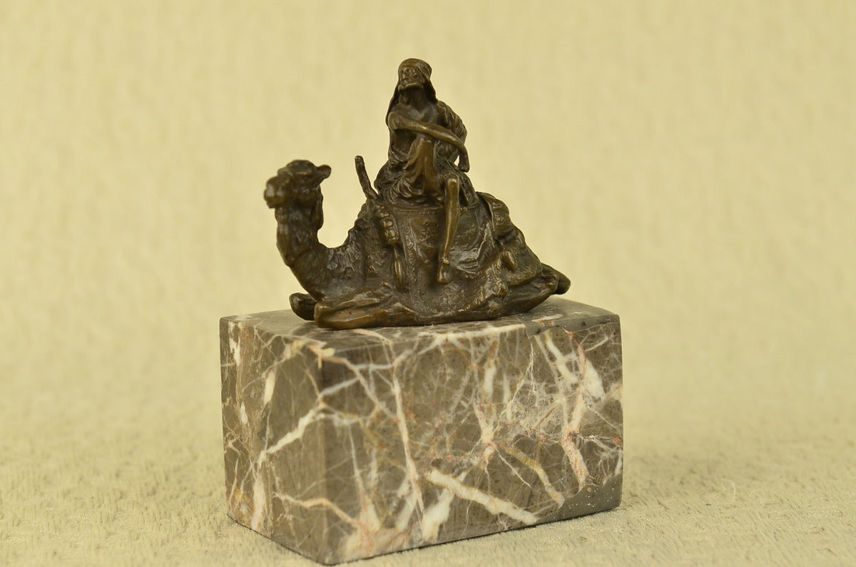 Lawrence of Arabia Camel Man Rider Bronze Marble Statue Decor Hot Cast Lost wax