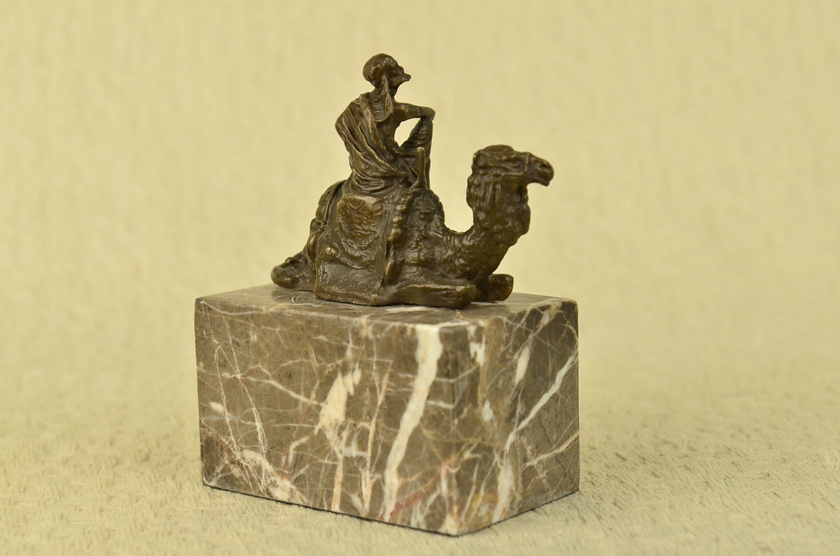 Lawrence of Arabia Camel Man Rider Bronze Marble Statue Decor Hot Cast Lost wax