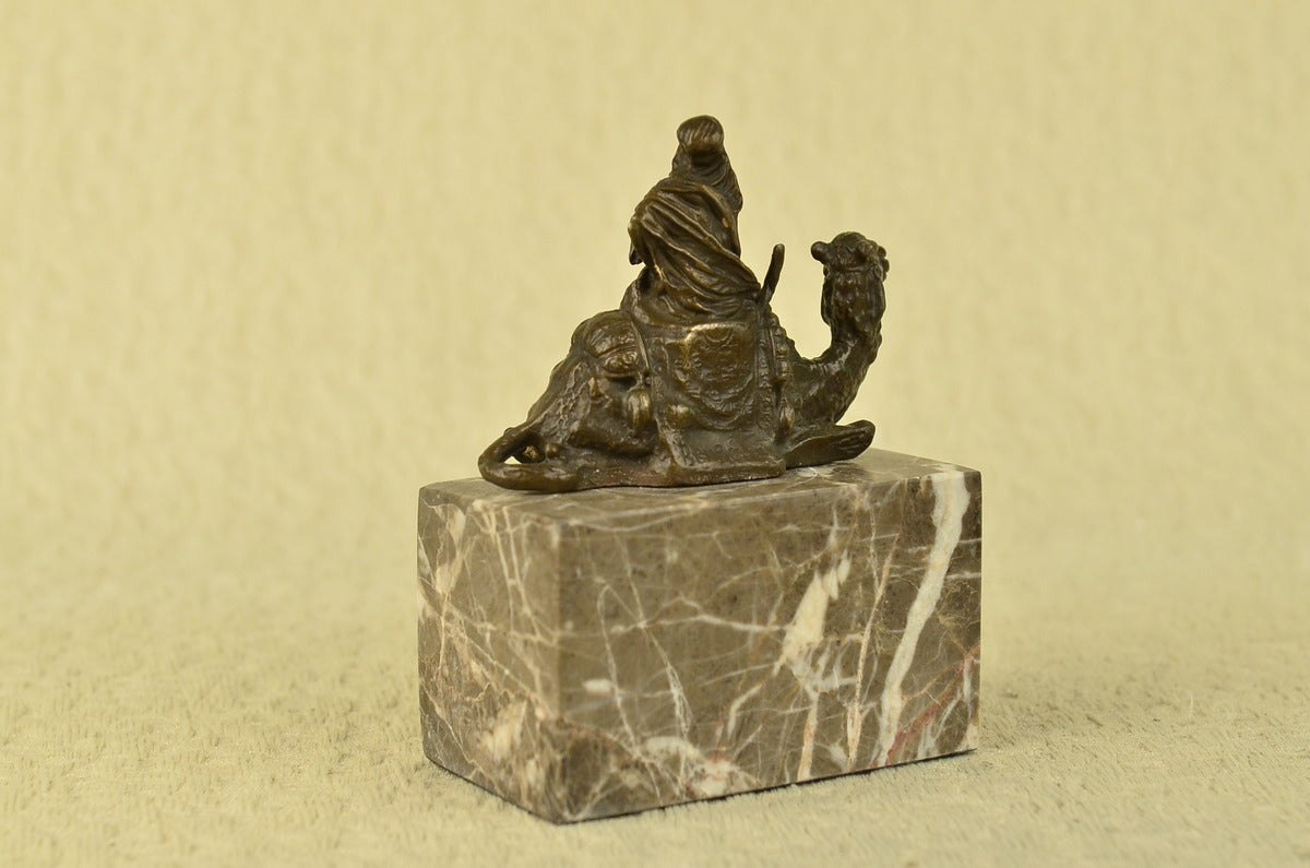Lawrence of Arabia Camel Man Rider Bronze Marble Statue Decor Hot Cast Lost wax