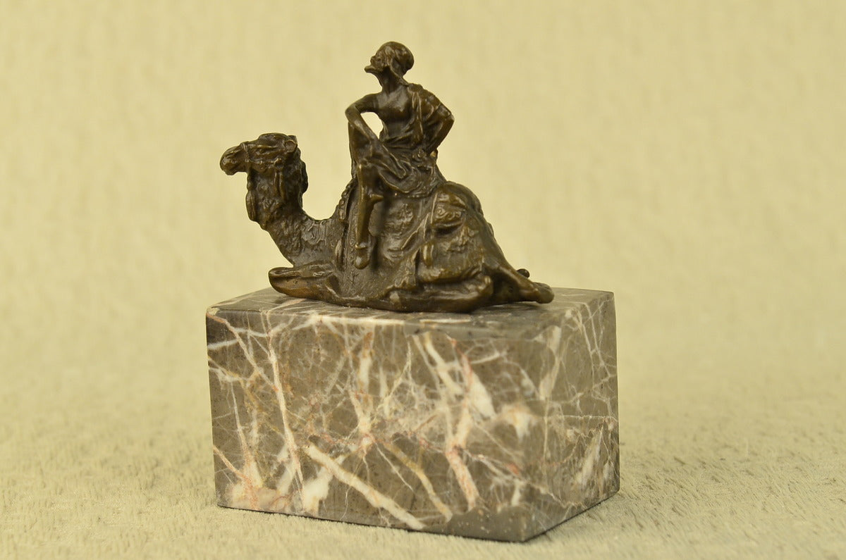 Lawrence of Arabia Camel Man Rider Bronze Marble Statue Decor Hot Cast Lost wax