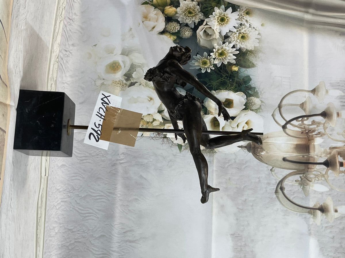 Rare Original Art Deco Sport Gymnast Bronze Sculpture Statue Marble Figurine