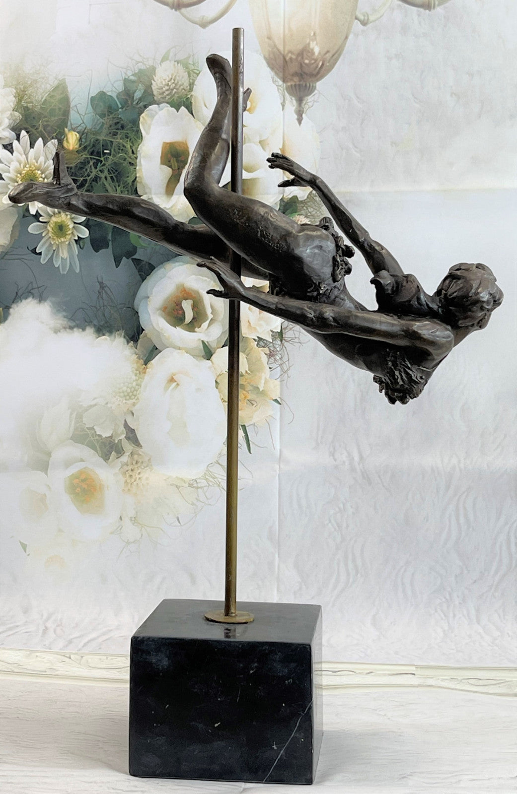 Rare Original Art Deco Sport Gymnast Bronze Sculpture Statue Marble Figurine