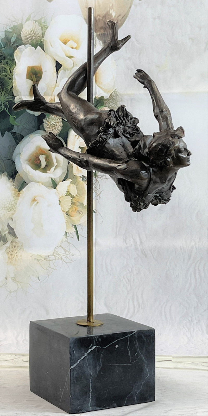 Rare Original Art Deco Sport Gymnast Bronze Sculpture Statue Marble Figurine