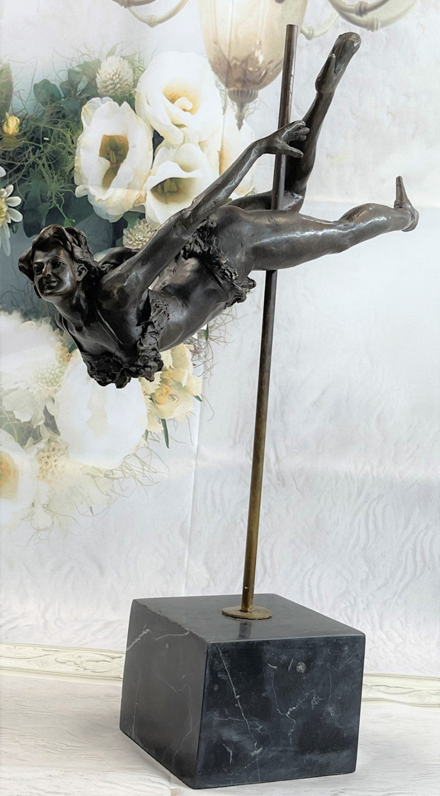 Rare Original Art Deco Sport Gymnast Bronze Sculpture Statue Marble Figurine