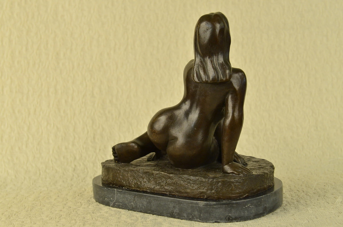 Curvaceous Nude Woman Signed Original Bronze Sculpture Statue Figurine Figure