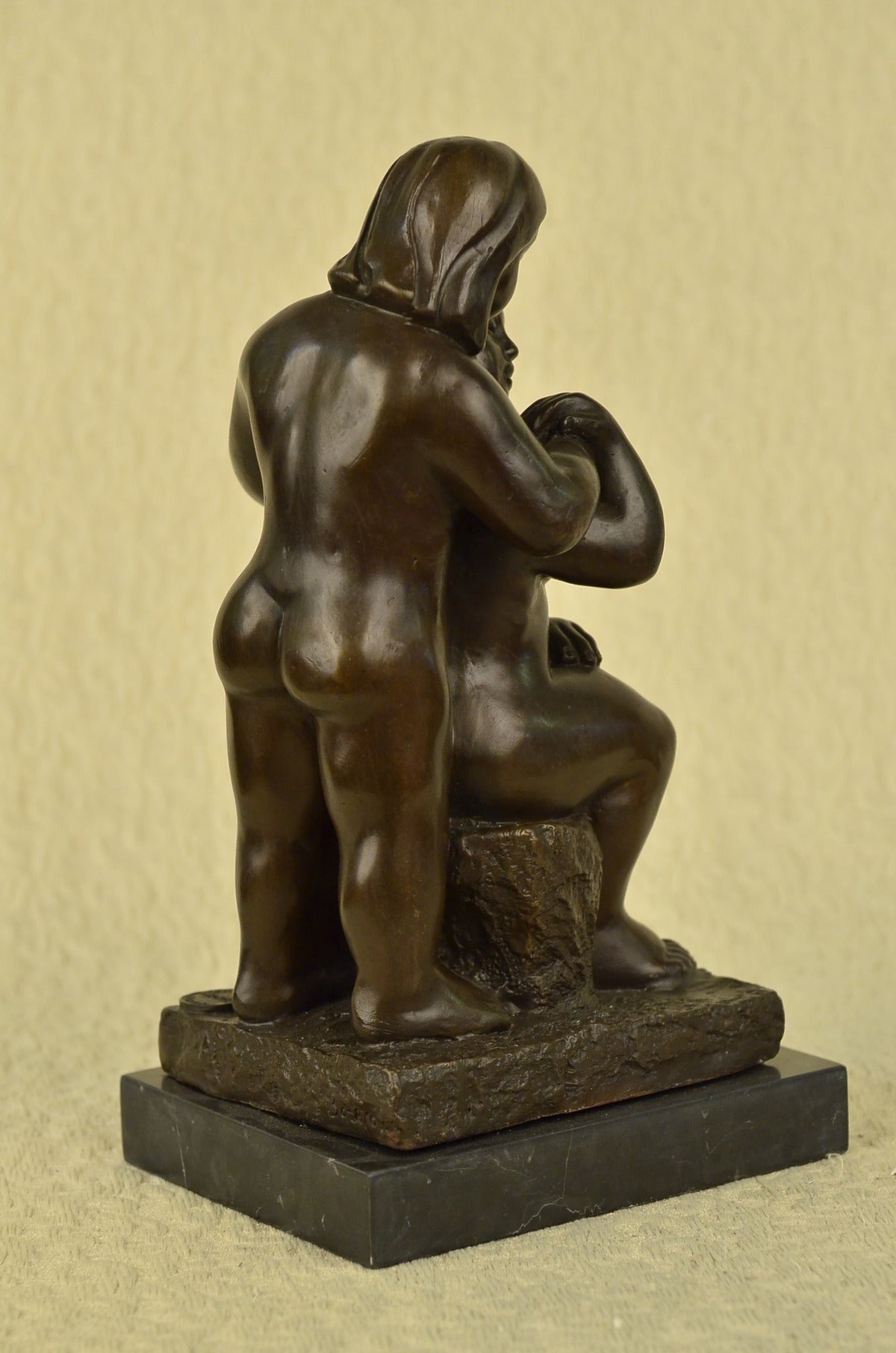 Handcrafted bronze sculpture SALE Mid Abstract Couple Nude Two Botero Signed