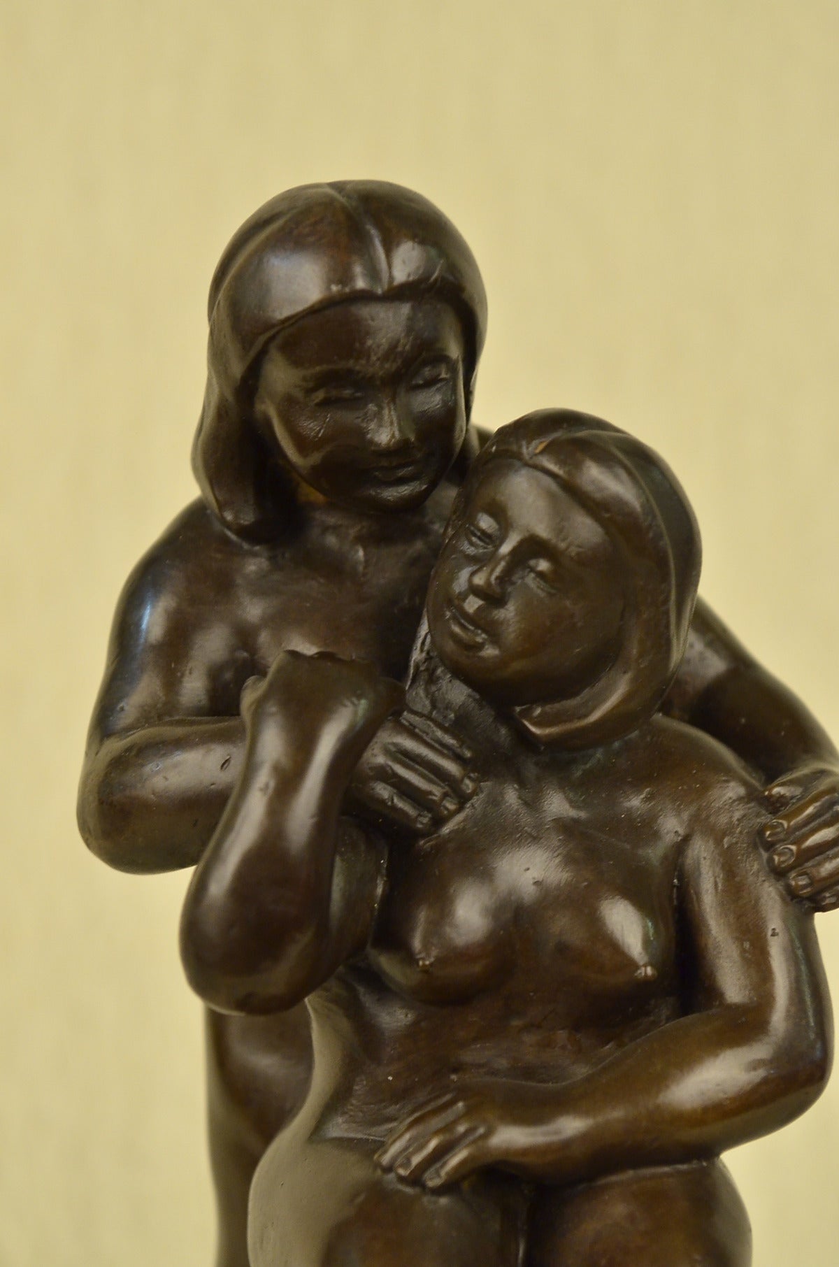 Handcrafted bronze sculpture SALE Mid Abstract Couple Nude Two Botero Signed