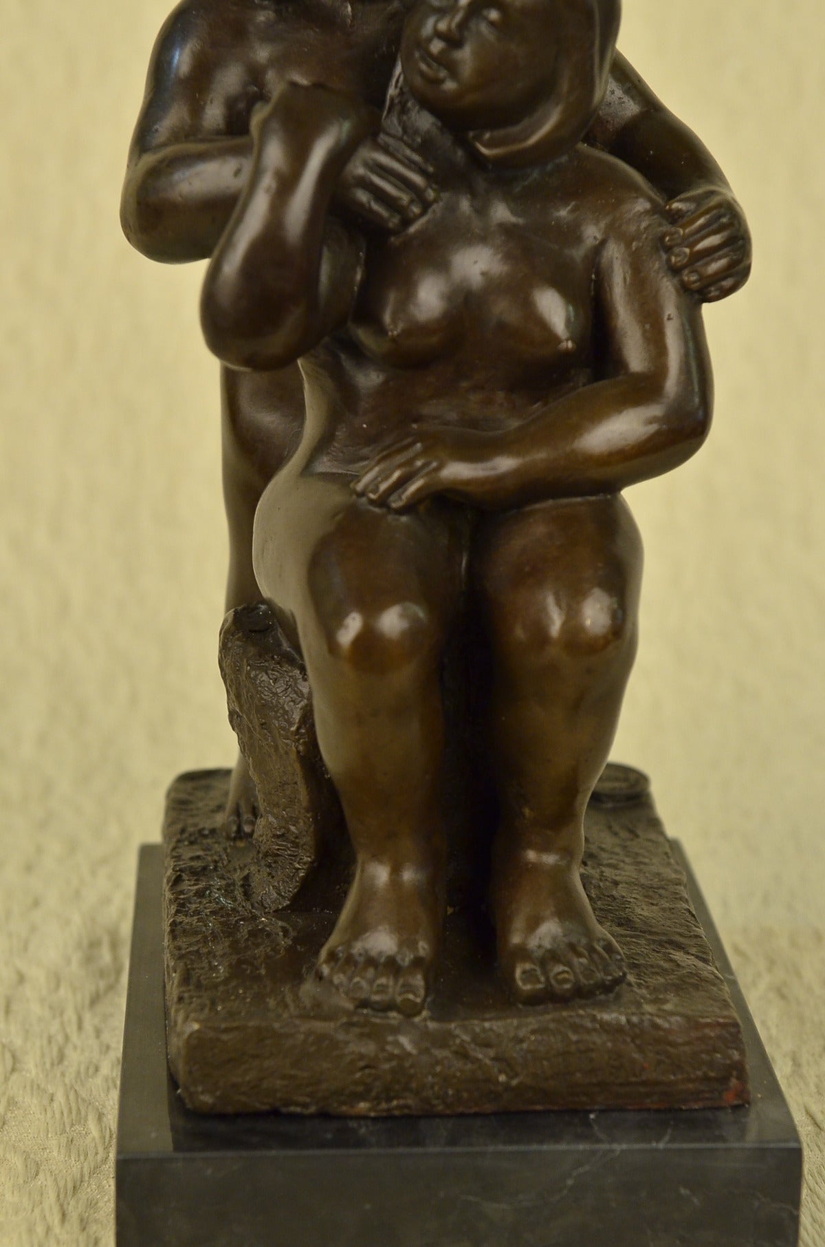 Handcrafted bronze sculpture SALE Mid Abstract Couple Nude Two Botero Signed