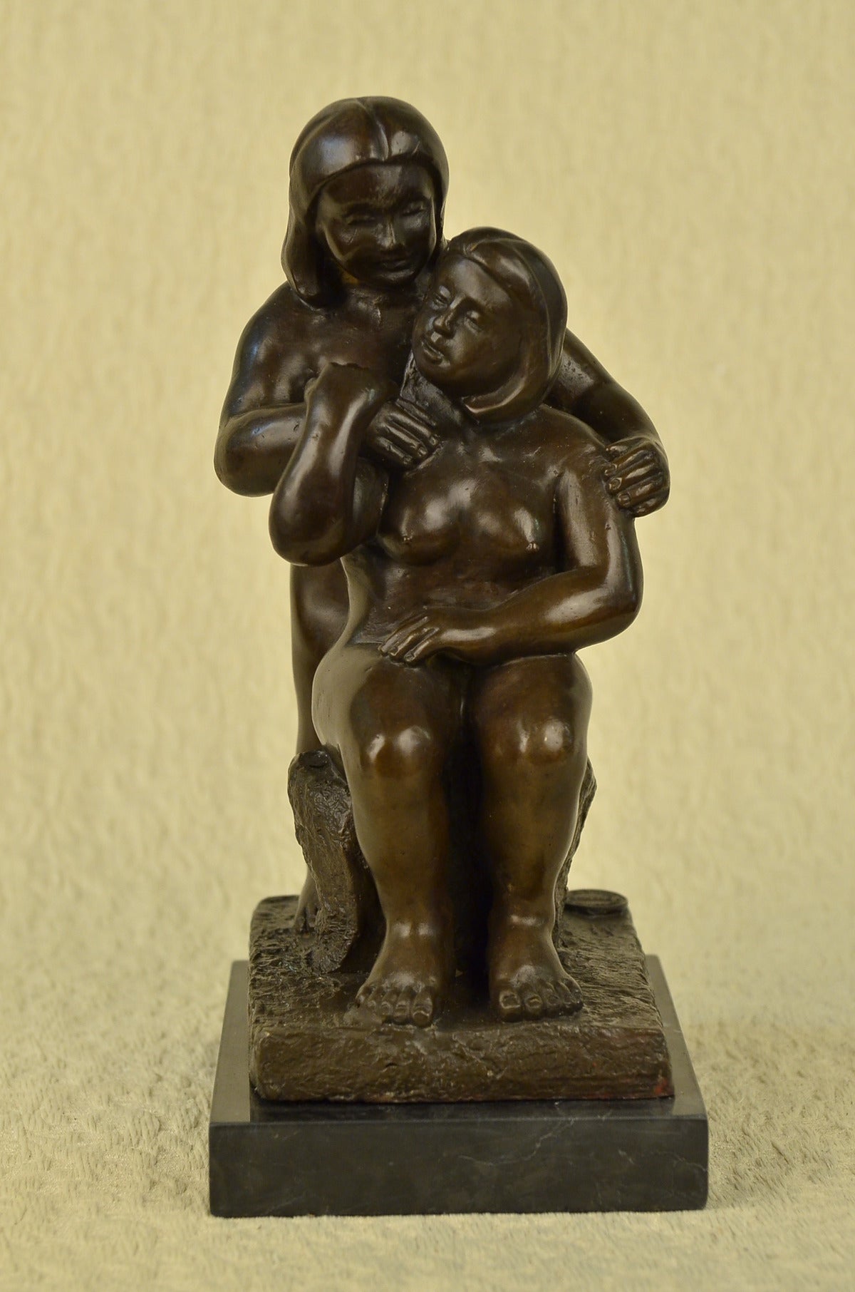 Handcrafted bronze sculpture SALE Mid Abstract Couple Nude Two Botero Signed