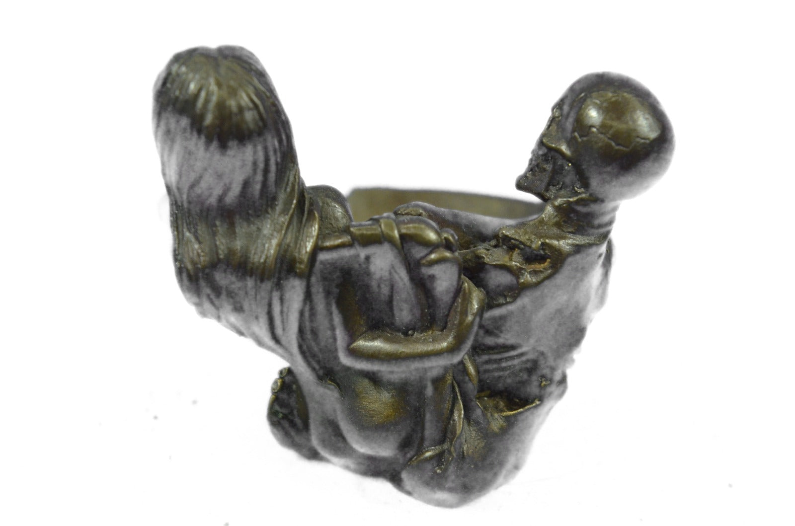 Erotic Nymph Skeleton Ashtray Bronze Sculpture Handcrafted Figurine Deco Figure