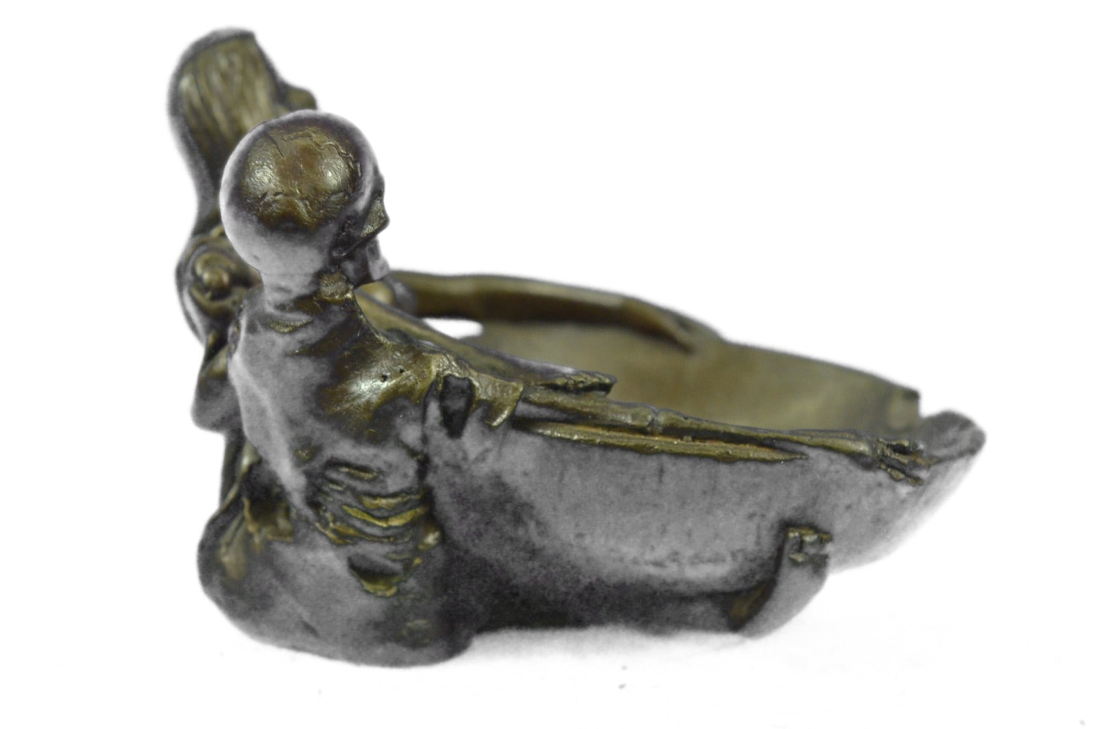 Erotic Nymph Skeleton Ashtray Bronze Sculpture Handcrafted Figurine Deco Figure