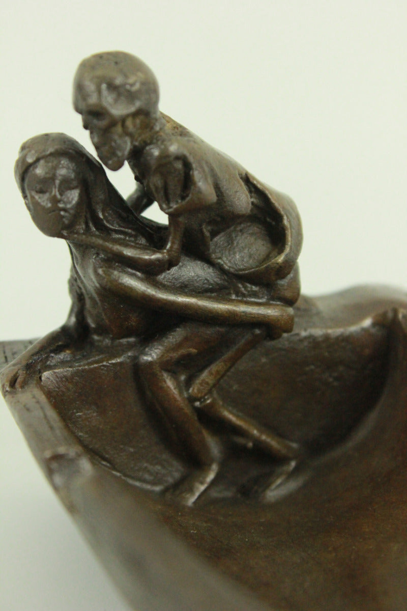 Nude Nymph Jewelry Tray Coin Key Holder Bronze Sculpture Handcrafted Figure Art