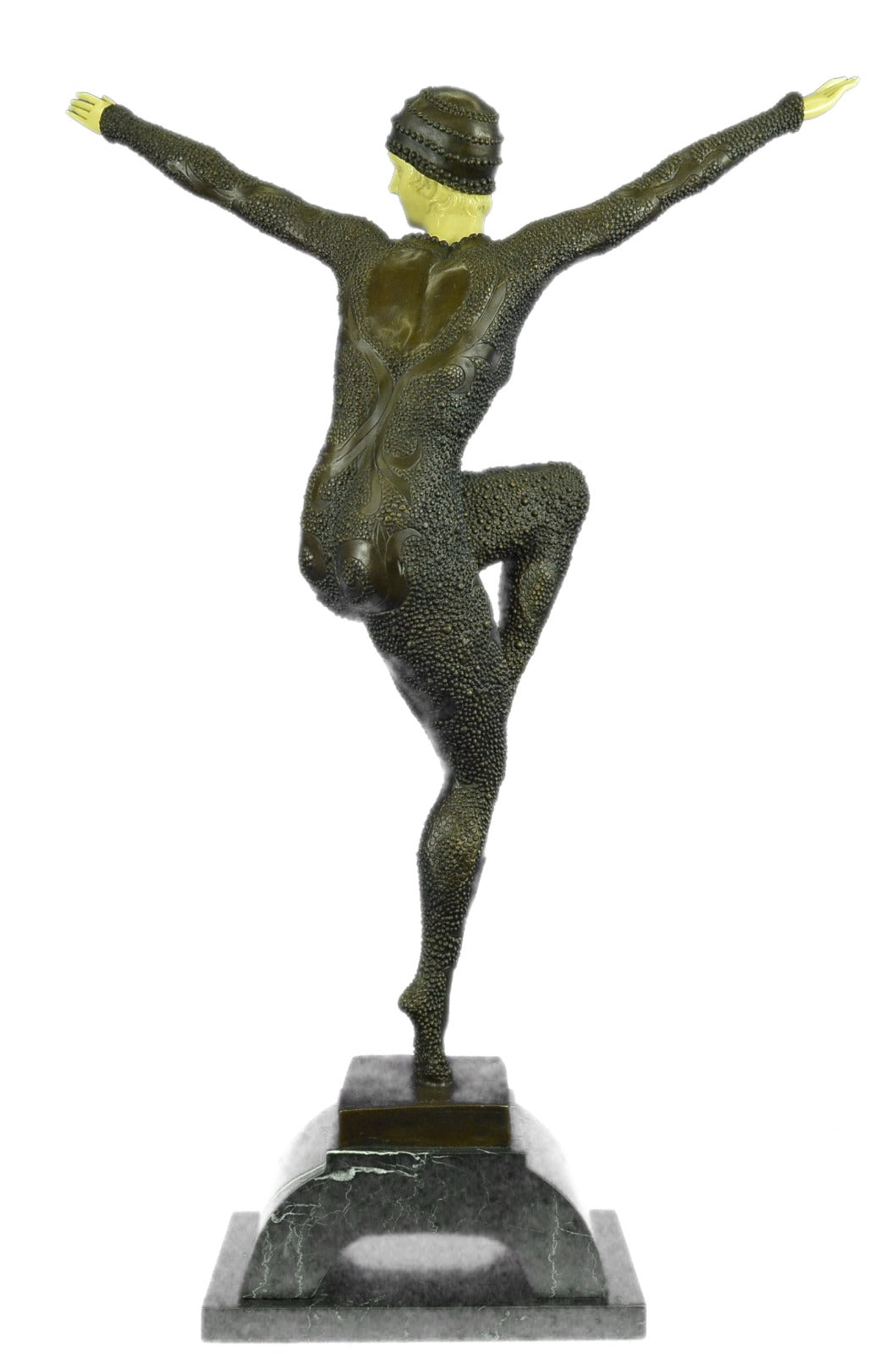 Signed Faux-Bone Art Nouveau Lady Woman Bronze Marble Sculpture Statue Figurine