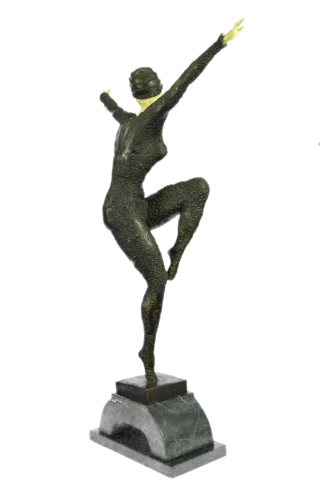 Signed Faux-Bone Art Nouveau Lady Woman Bronze Marble Sculpture Statue Figurine