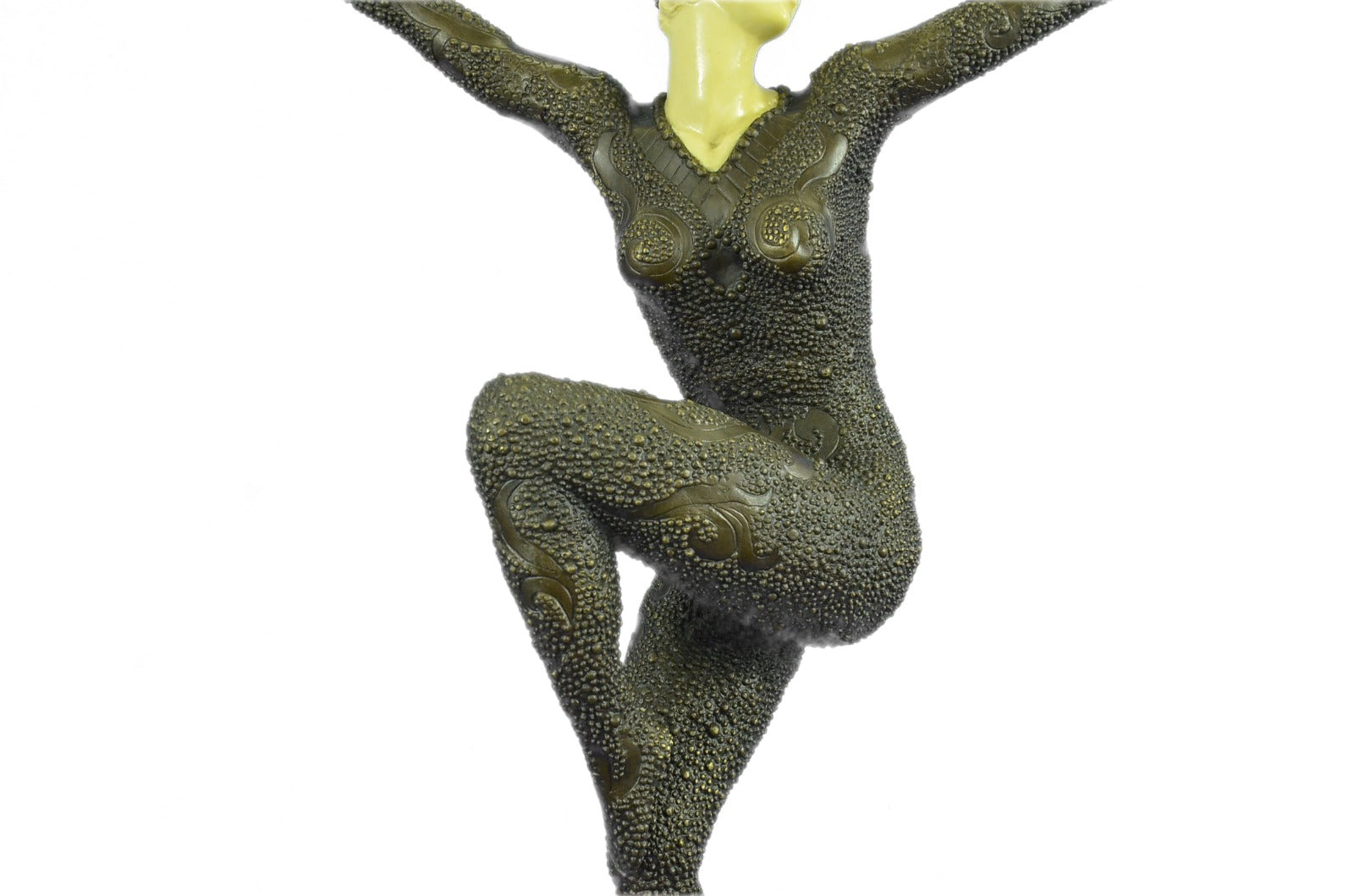Signed Faux-Bone Art Nouveau Lady Woman Bronze Marble Sculpture Statue Figurine