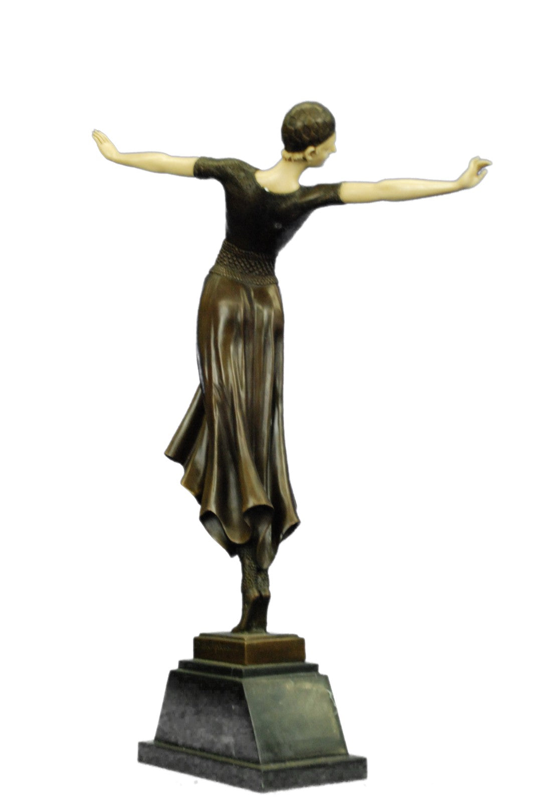 Vintage Demetre Chiparus Statue of Bronze & Bone Russian "Pirouette" Woman
