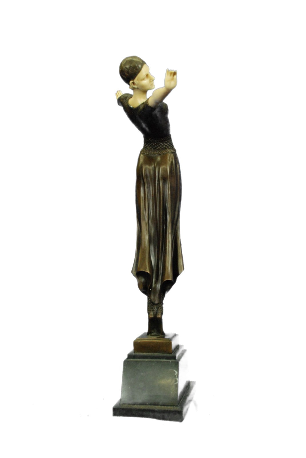 Vintage Demetre Chiparus Statue of Bronze & Bone Russian "Pirouette" Woman