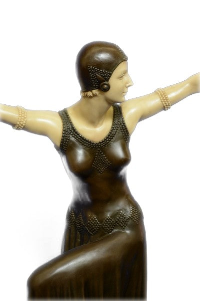 D.H.Chiparus Bronze Art Deco Statue Egyptian Dancer Sculpture traditional-decora