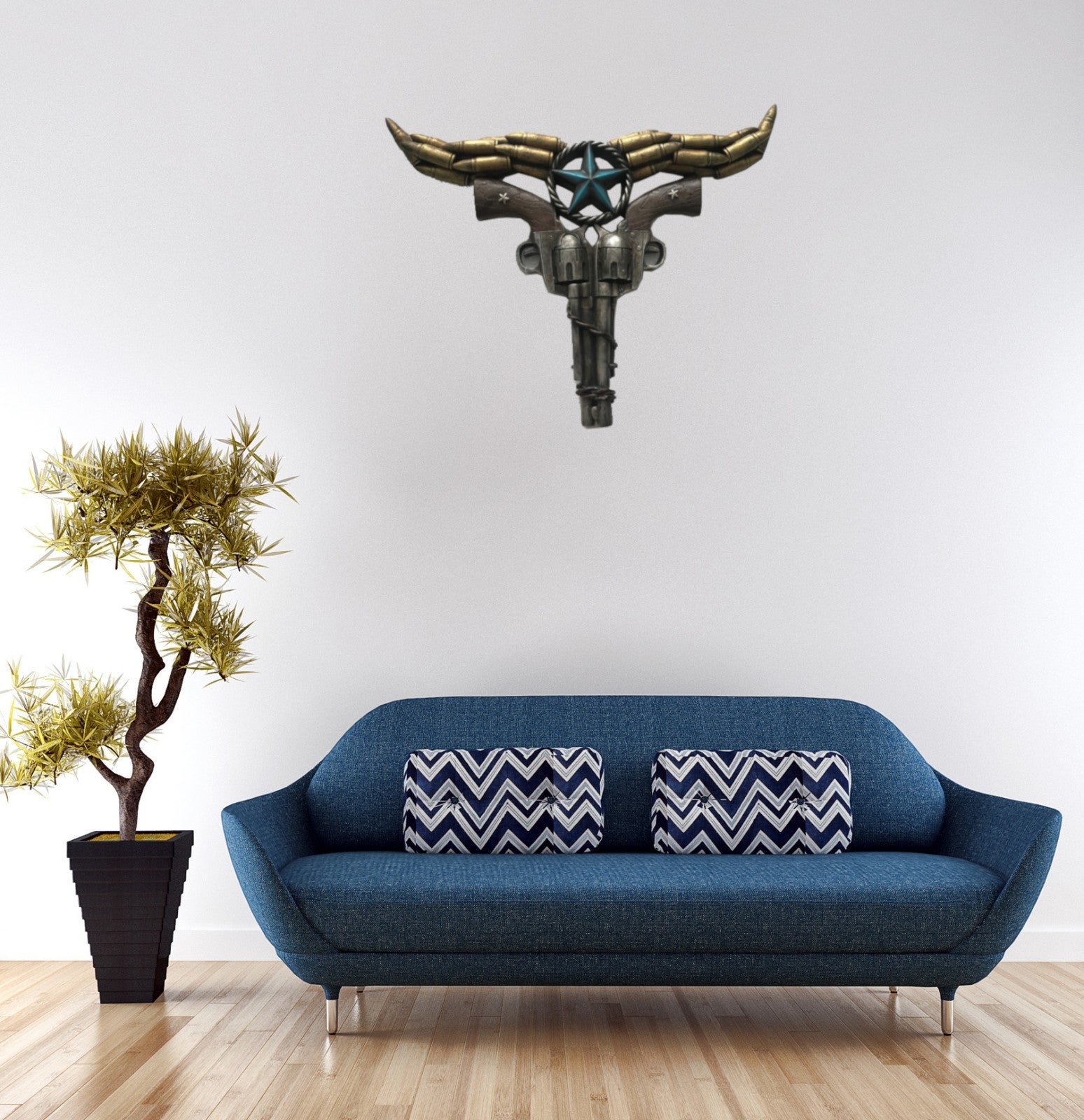 Two Guns With Bullets Wall Mount Gun Rifle Pistol Hanger Hook Sculpture Deal