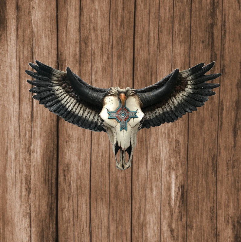 Steer Clay Skull| COW SKULL W EAGLE Decor Bronzed Sculpture Head Wall Art