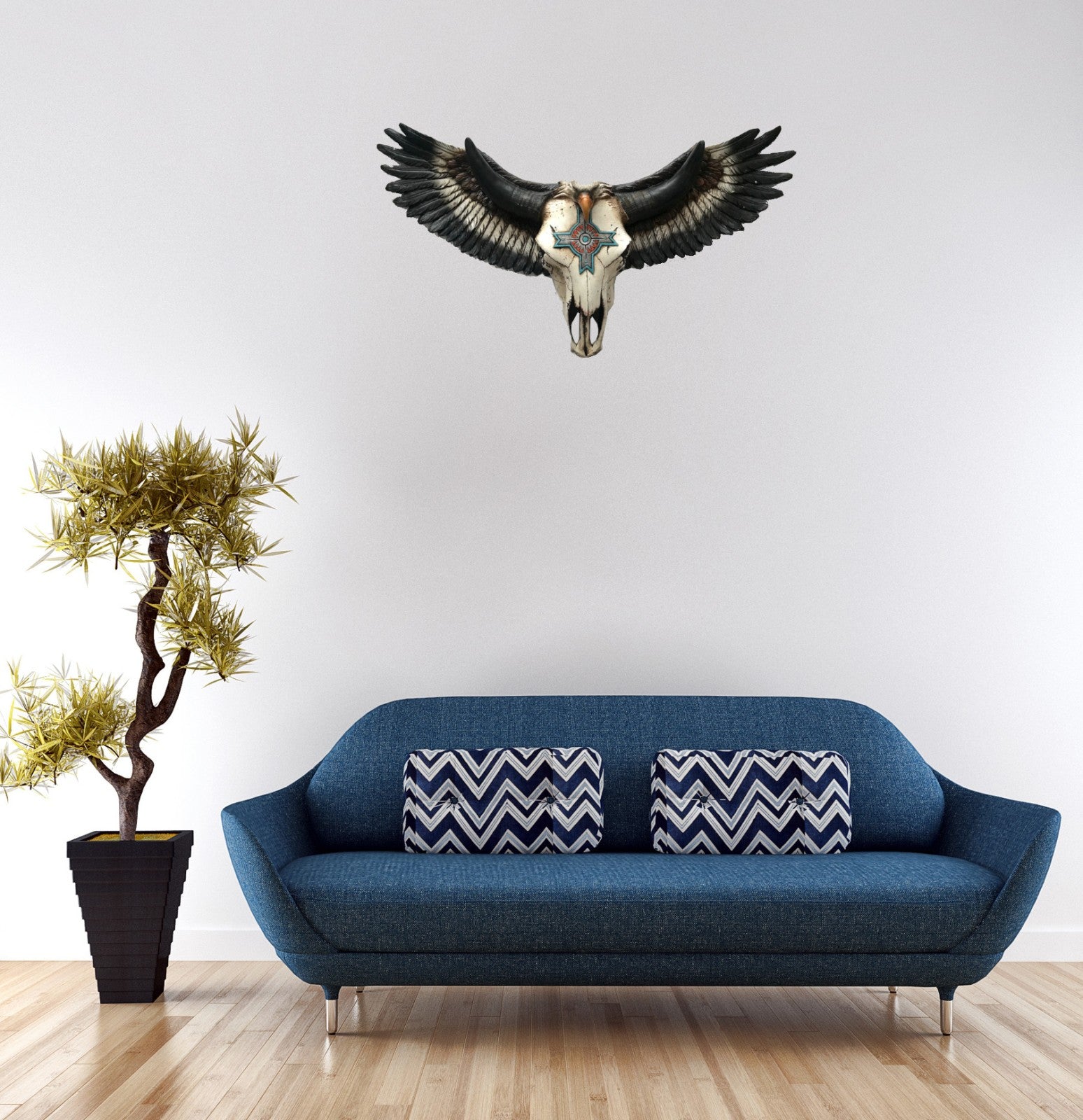 Steer Clay Skull| COW SKULL W EAGLE Decor Bronzed Sculpture Head Wall Art