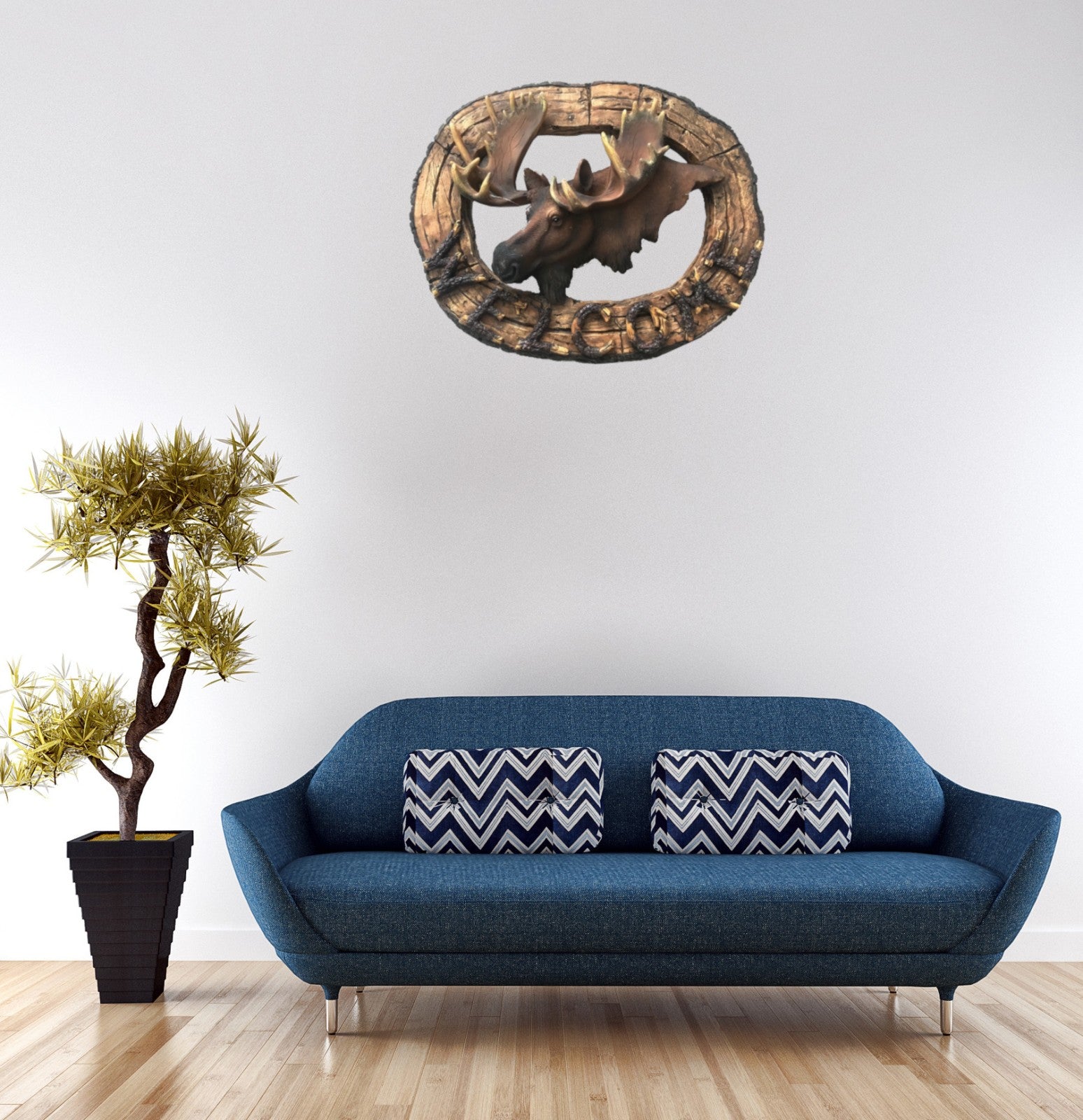 WELCOME MOOSE WALL ART WESTERN HOME DECOR RUSTIC BRONZE EFFECT MASTERPIECE SCULPTURE