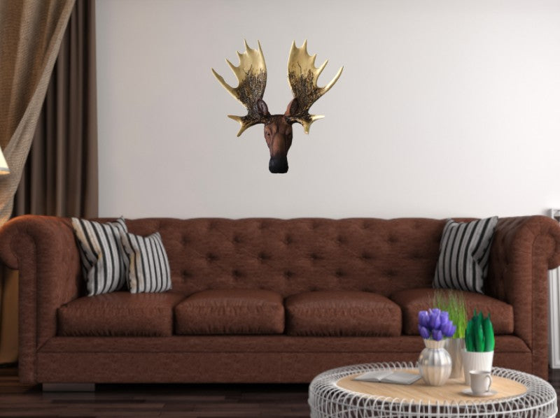 European Faux Bronze Moose Sculpture Hunt Chalet Decor Hand Made Classic Artwork