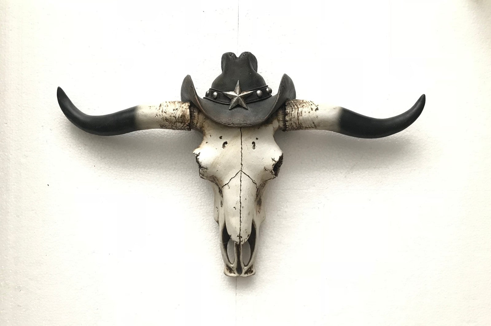 Steer Long Horns Skull Bull Gun Cold Cast Bronze Masterpiece for Wall Decor