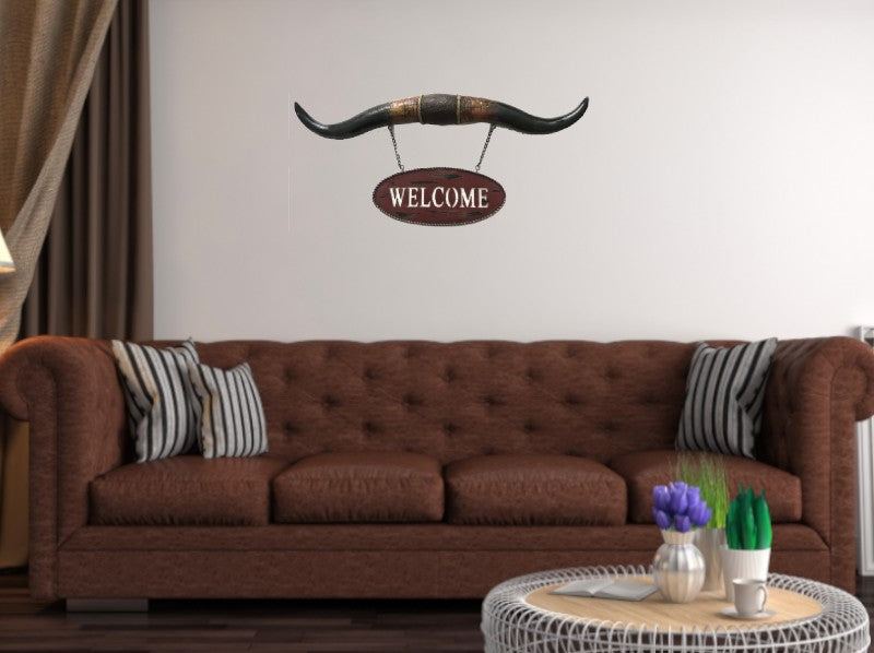 Bull Steer Cow Long horn Wall Decor Sculpture Rustic Country Cabin Gift