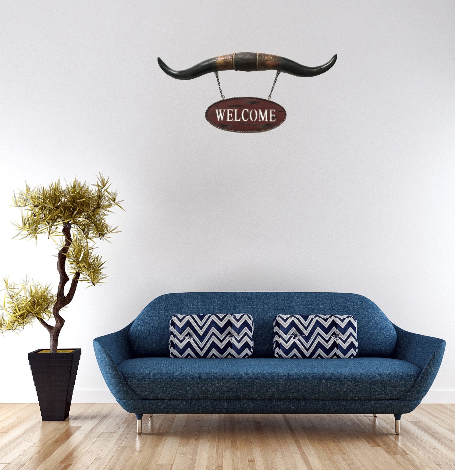 Bull Steer Cow Long horn Wall Decor Sculpture Rustic Country Cabin Gift