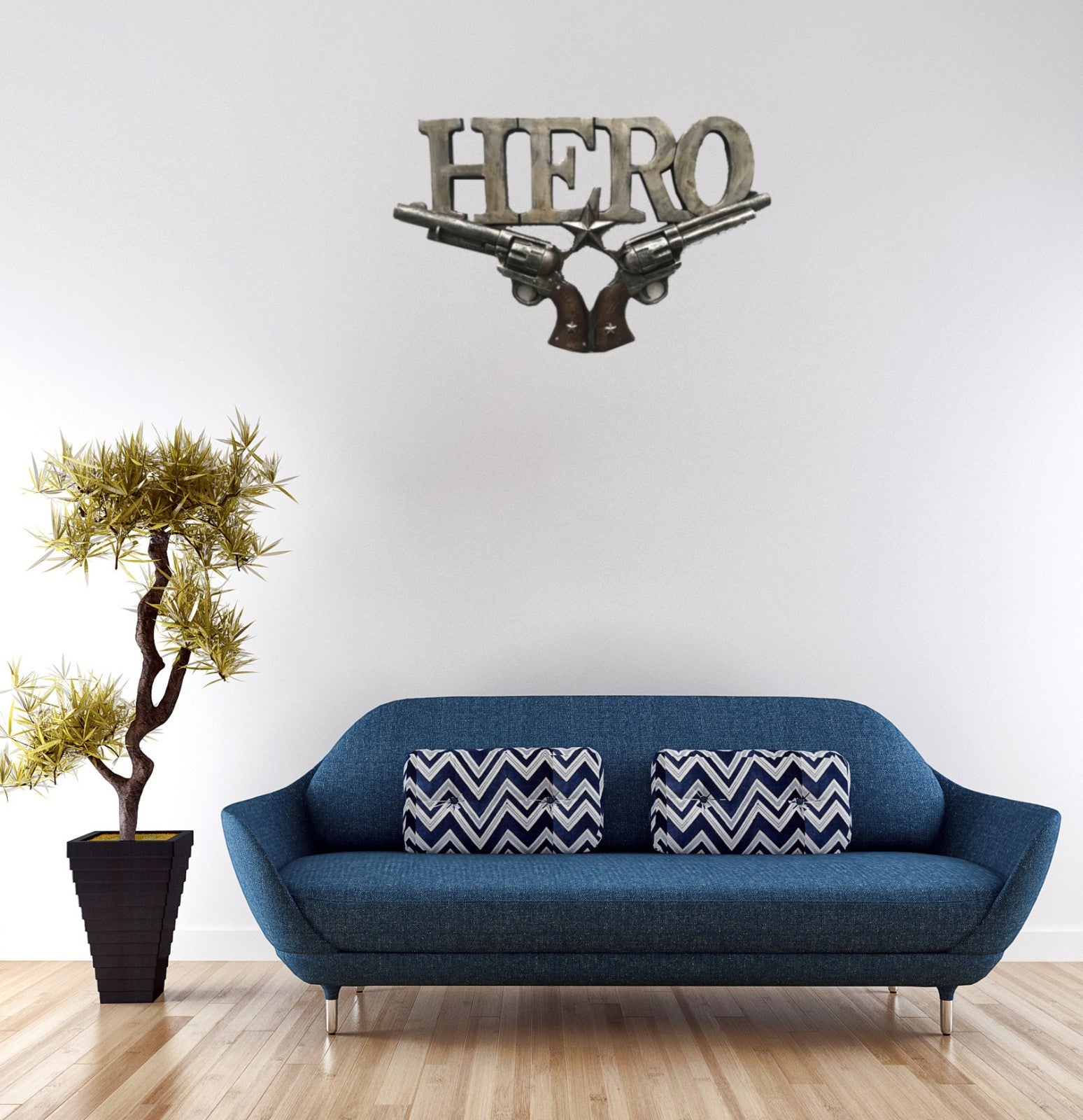 Stone Cold Cast Super Hero Sign With Gun Dual Pistol Bronze Sculpture Gift